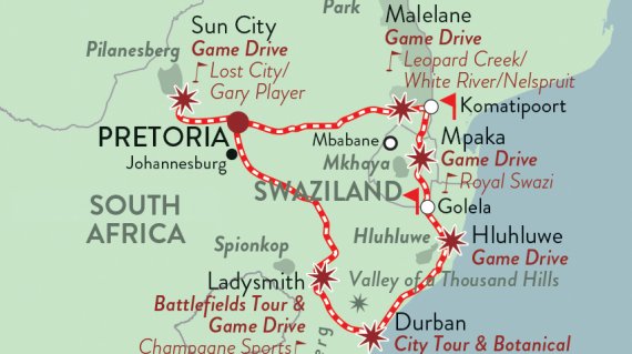 Map Rovos Rail Golf Safari
